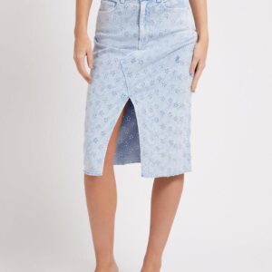 Denim Floral Skirt
